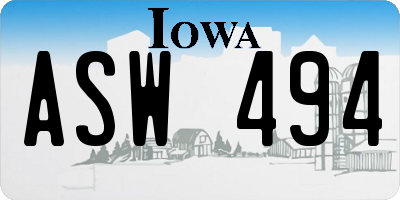 IA license plate ASW494