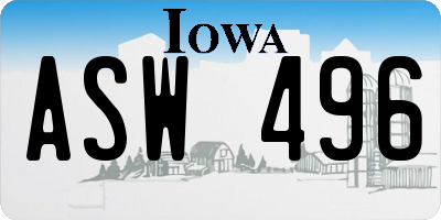 IA license plate ASW496
