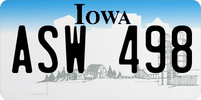 IA license plate ASW498