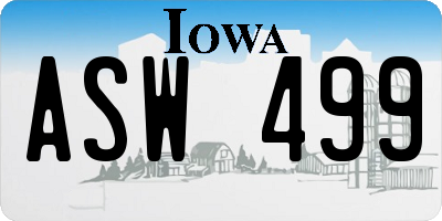 IA license plate ASW499