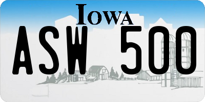 IA license plate ASW500