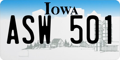 IA license plate ASW501