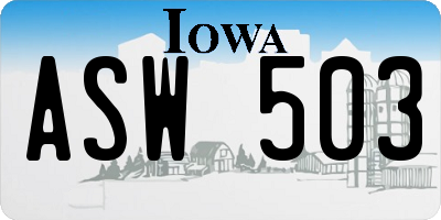 IA license plate ASW503