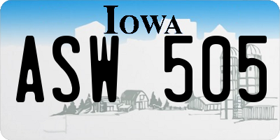 IA license plate ASW505