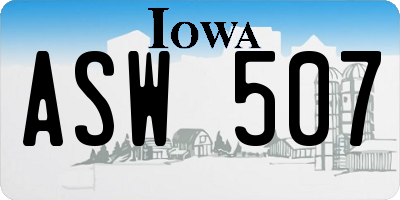 IA license plate ASW507