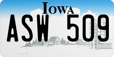 IA license plate ASW509