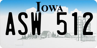 IA license plate ASW512