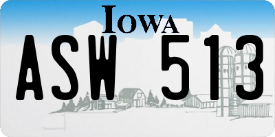 IA license plate ASW513