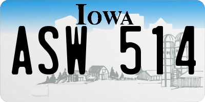 IA license plate ASW514