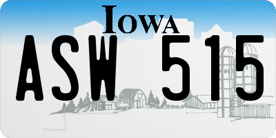 IA license plate ASW515