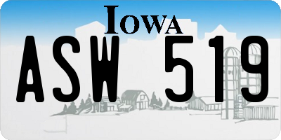 IA license plate ASW519