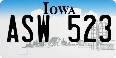 IA license plate ASW523
