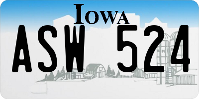 IA license plate ASW524