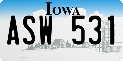IA license plate ASW531