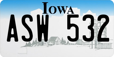 IA license plate ASW532
