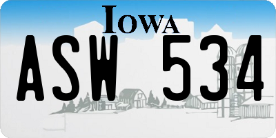 IA license plate ASW534