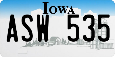 IA license plate ASW535