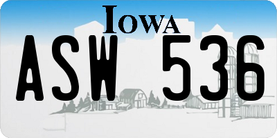 IA license plate ASW536