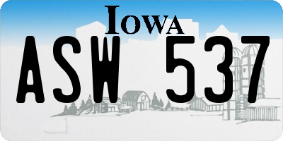 IA license plate ASW537