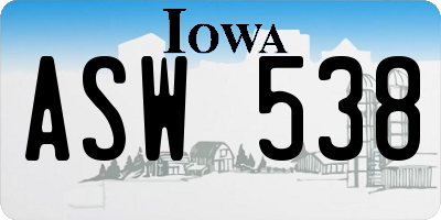 IA license plate ASW538