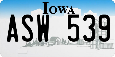IA license plate ASW539