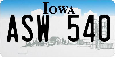 IA license plate ASW540
