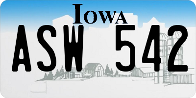 IA license plate ASW542