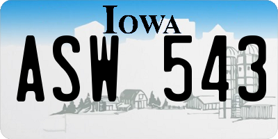 IA license plate ASW543