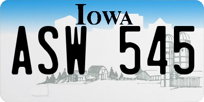 IA license plate ASW545