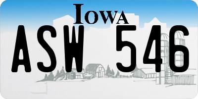 IA license plate ASW546