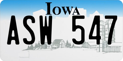 IA license plate ASW547