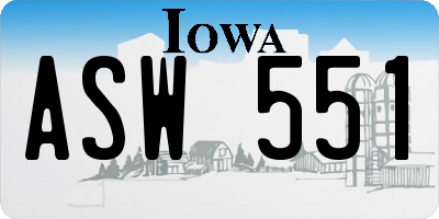IA license plate ASW551