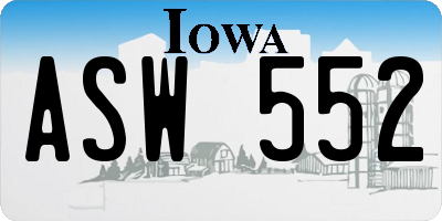 IA license plate ASW552