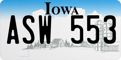 IA license plate ASW553