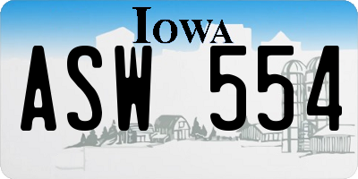 IA license plate ASW554