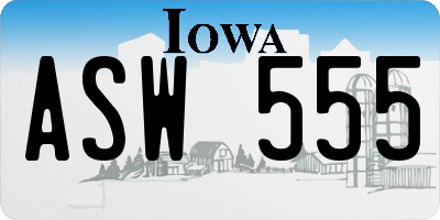 IA license plate ASW555