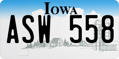 IA license plate ASW558