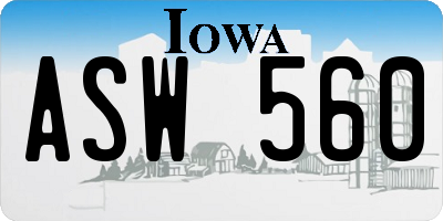 IA license plate ASW560