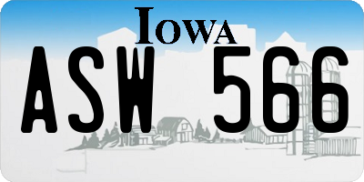 IA license plate ASW566