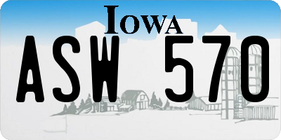 IA license plate ASW570
