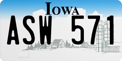 IA license plate ASW571