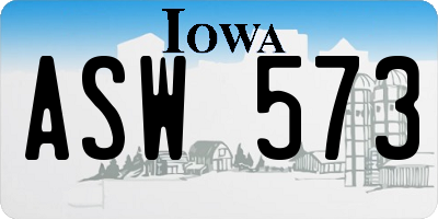 IA license plate ASW573