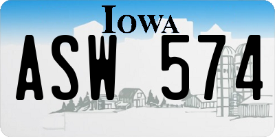 IA license plate ASW574