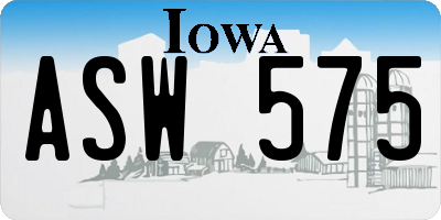 IA license plate ASW575