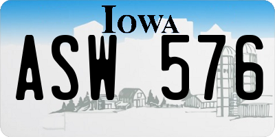 IA license plate ASW576