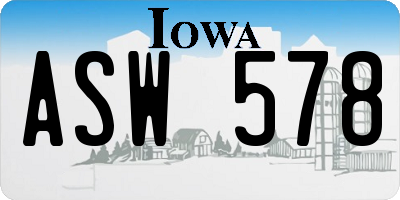 IA license plate ASW578