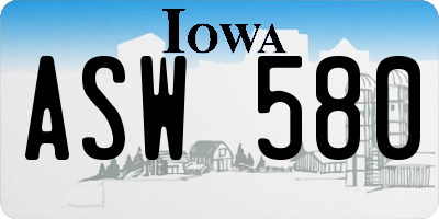IA license plate ASW580