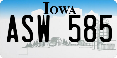 IA license plate ASW585