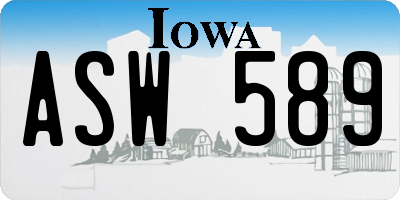 IA license plate ASW589
