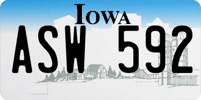 IA license plate ASW592